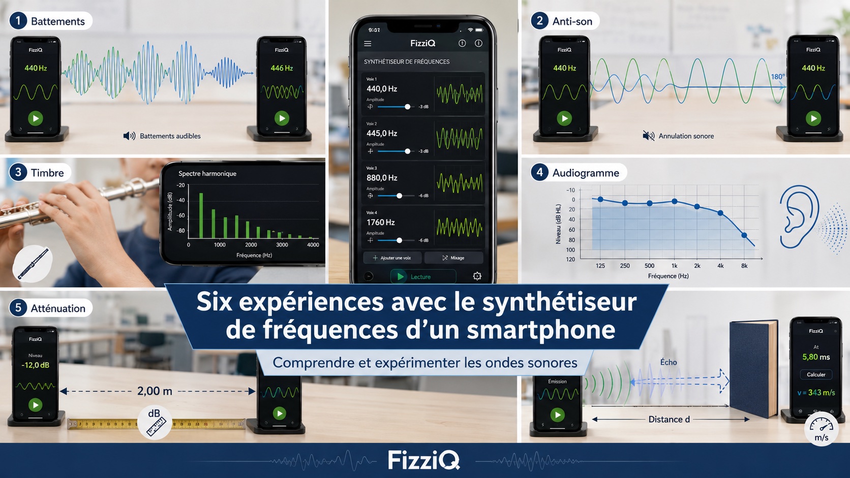 Six expériences avec le synthétiseur de fréquences d'un smartphone