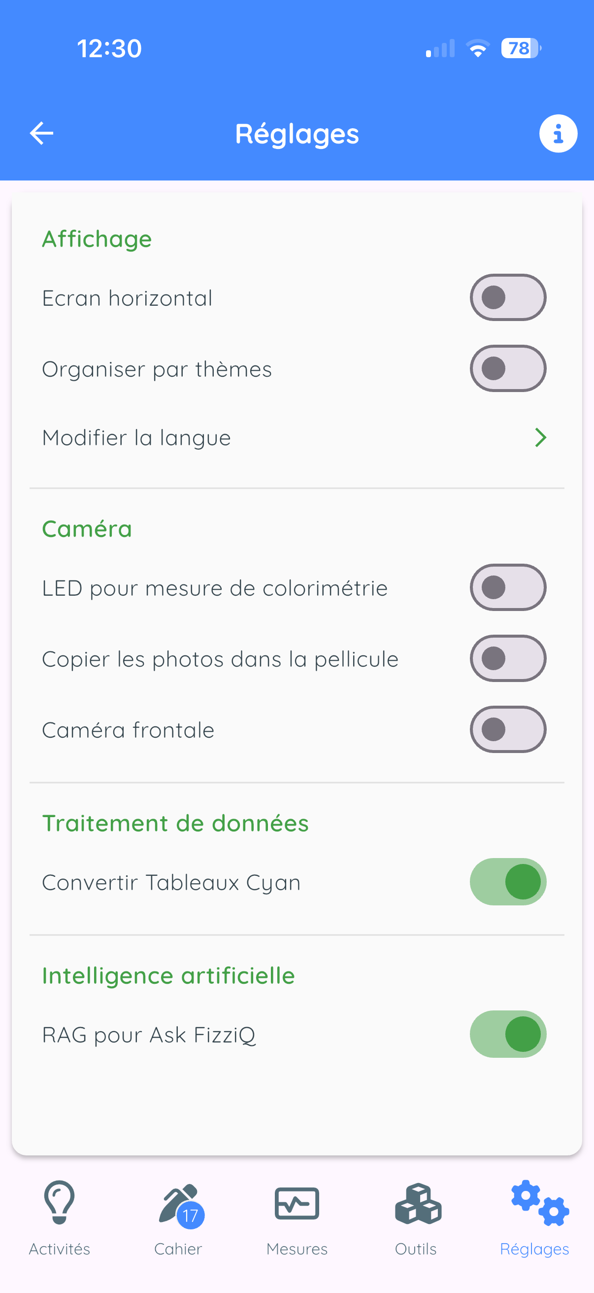 Paramètres