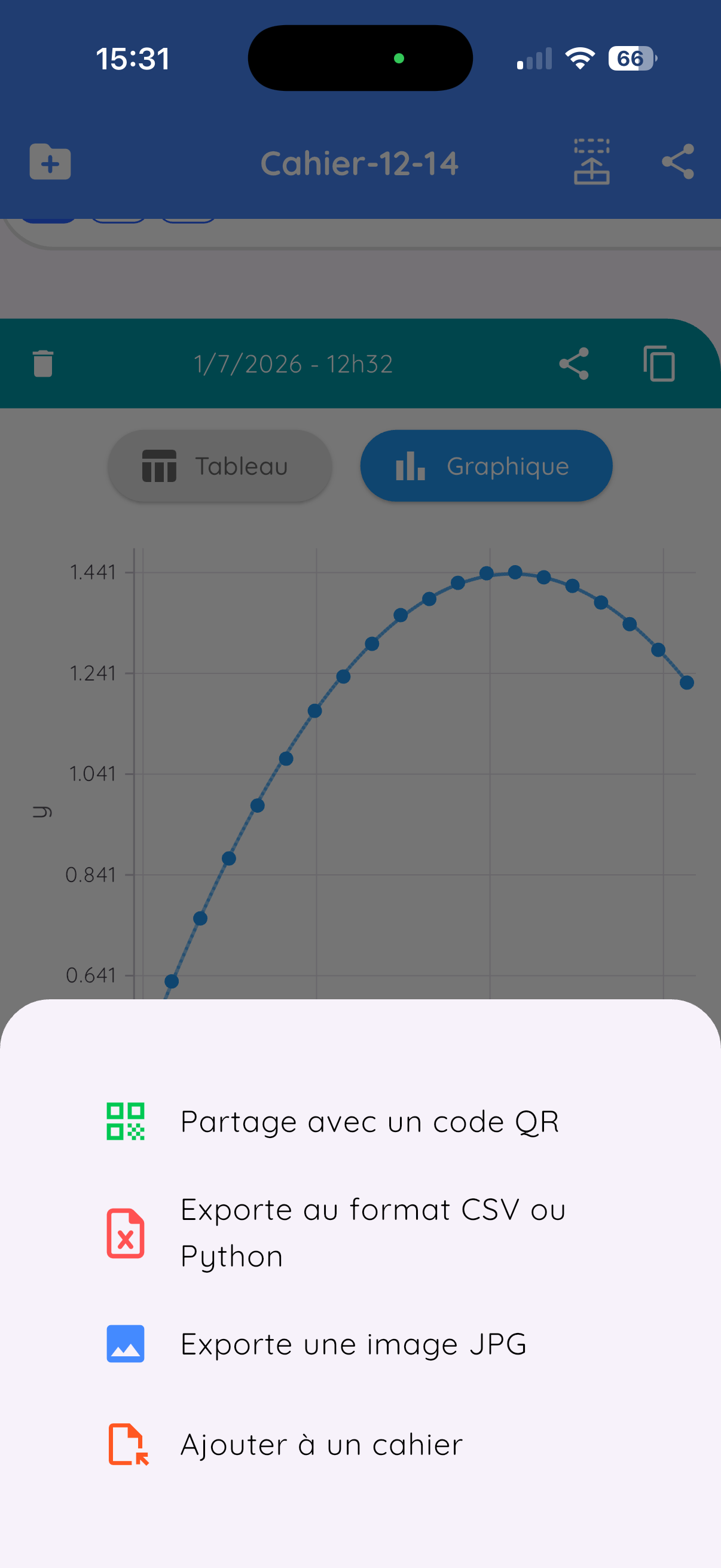 Export du cahier
