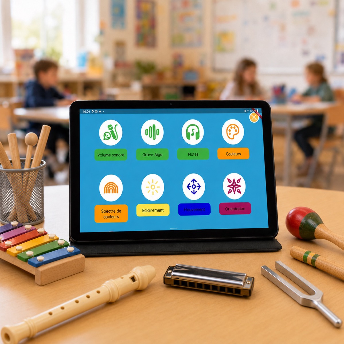 FizziQ Junior บนแท็บเล็ตในห้องเรียน